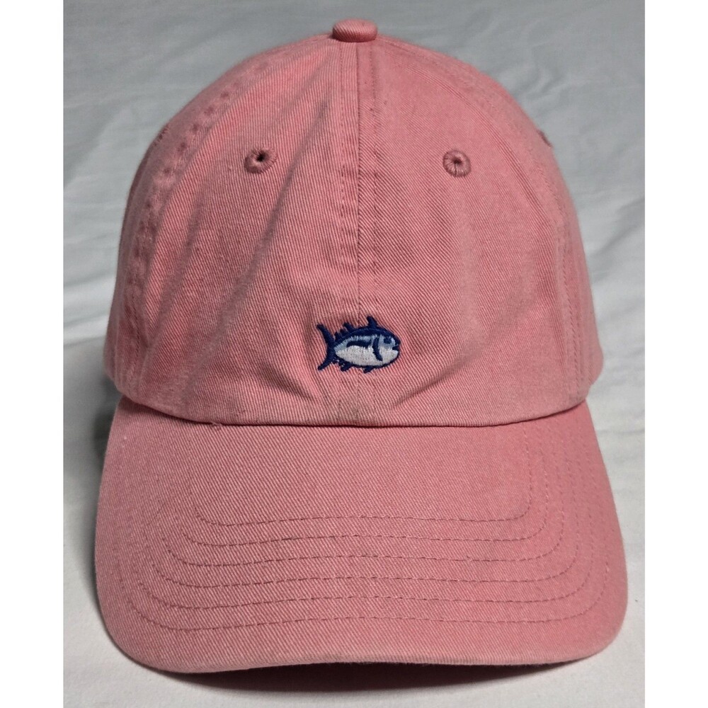 Southern Tide Hat Cap Strap Back Pink Embroidered Fish Coastal Fishing Baseball